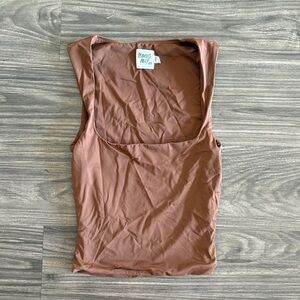 Princess Polly Womens Brown Fitted Sleeveless Tank Top Scoopneck